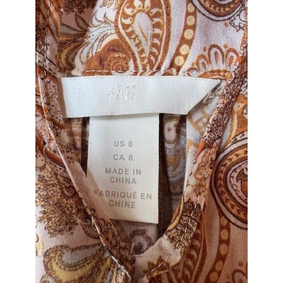 H&M Womens Orange Sleeveless Tank Top Cami Flowy Paisley Top Shirt‎ Sz 8 MED - Picture 4 of 12